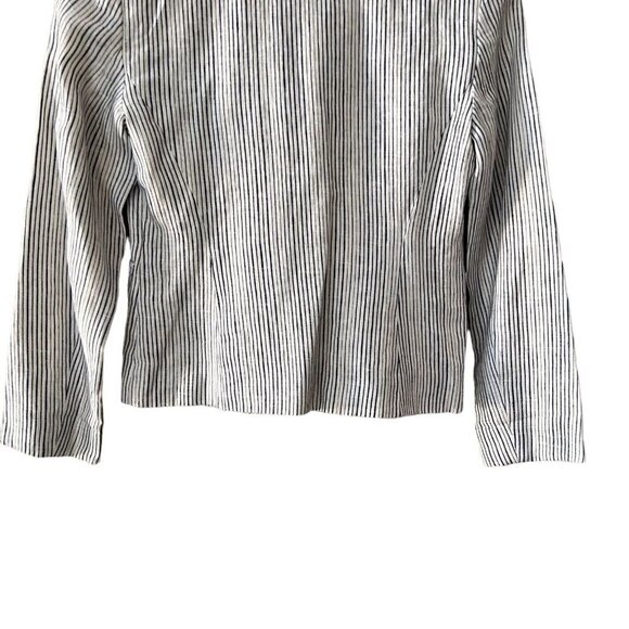 Cartonnier Women Black White Striped Collared Pockets Long Sleeves Blazer Size 0 - Picture 6 of 12